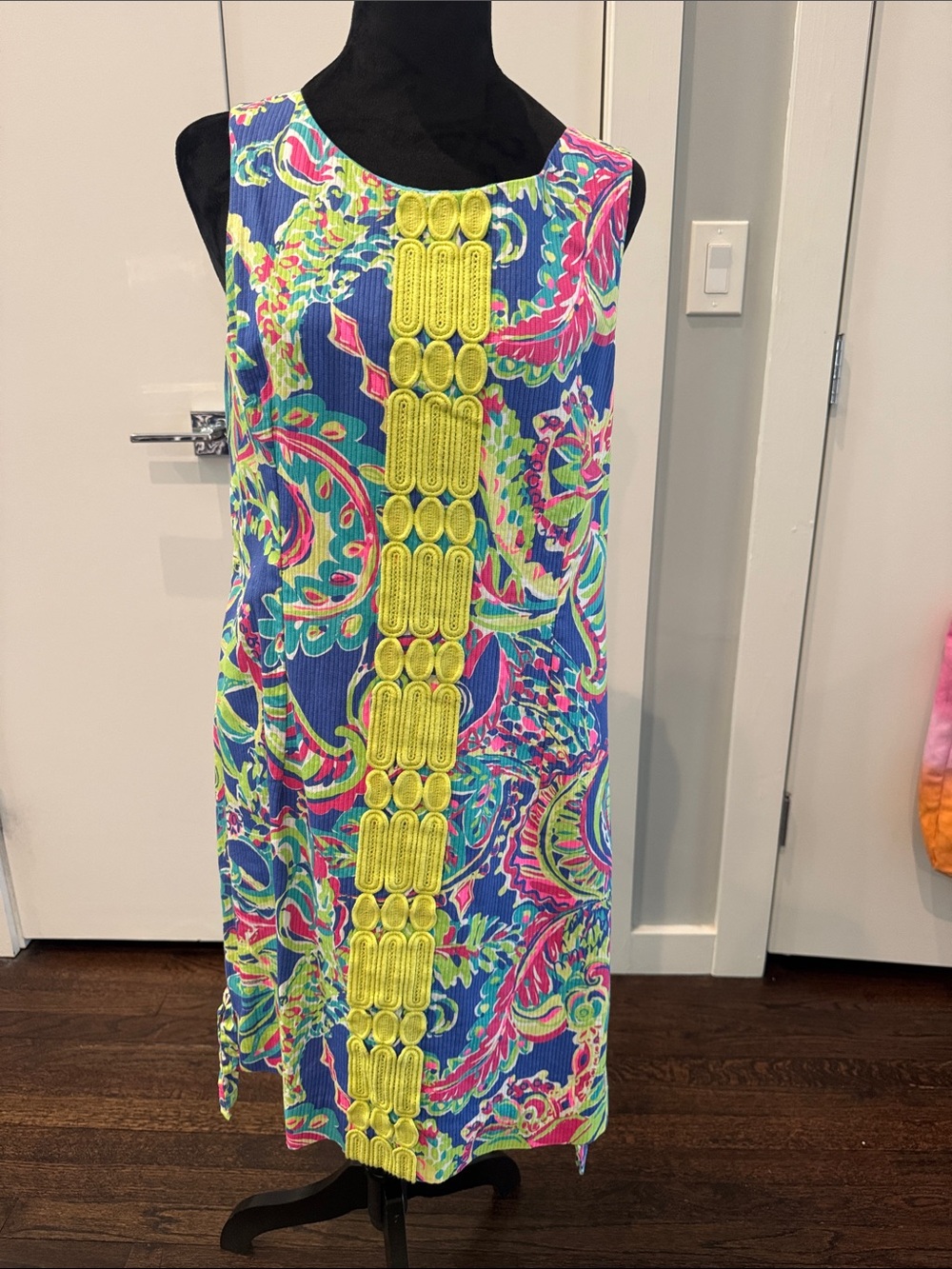 Lilly Pulitzer Blue Pink Green Yellow Paisley Shift Dress